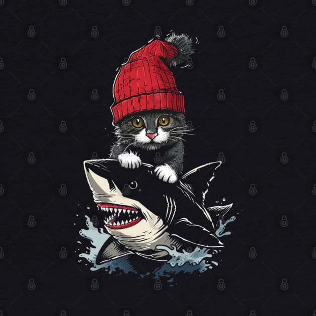 Cat Riding Shark Whiskered Adventure by BilodeauBlue